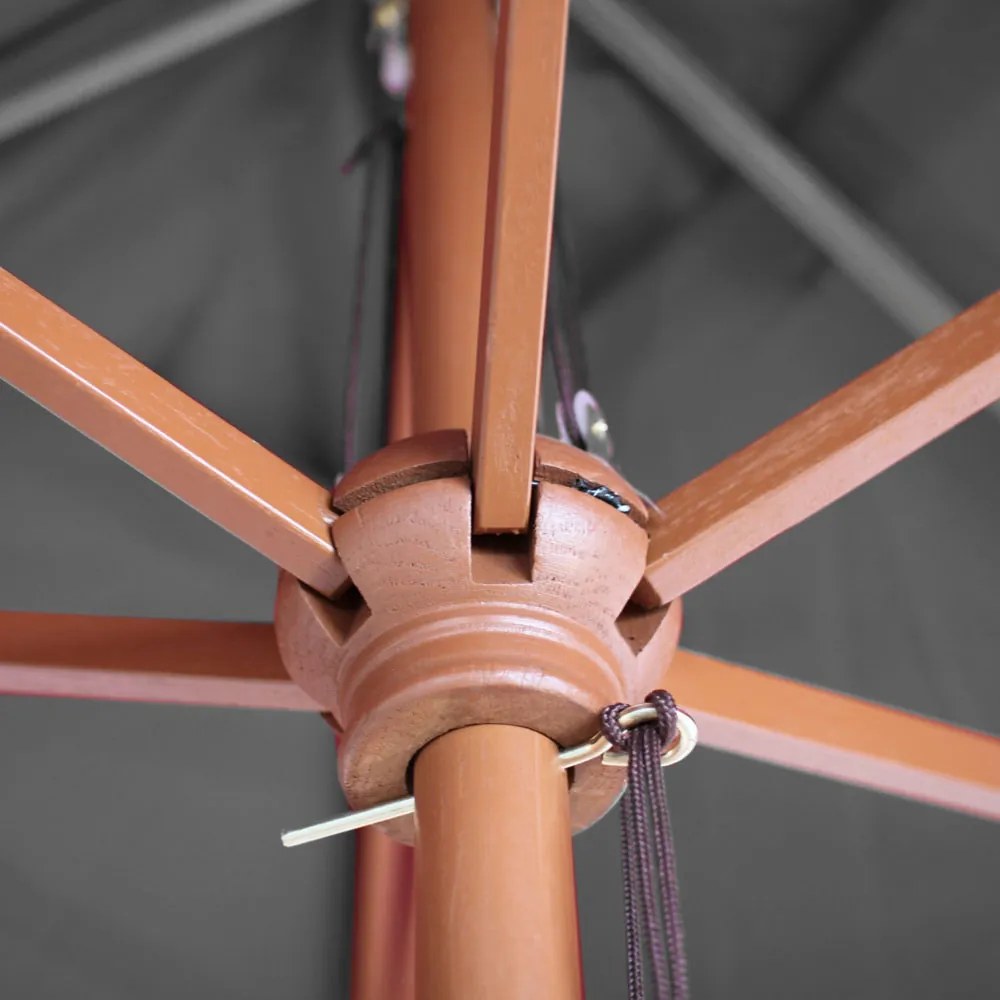 Slnečník Florida Ø 3m - polyester/drevo - antracit