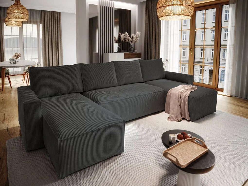 Čierna sedacia súprava do U SMART COSARO 295x140 cm