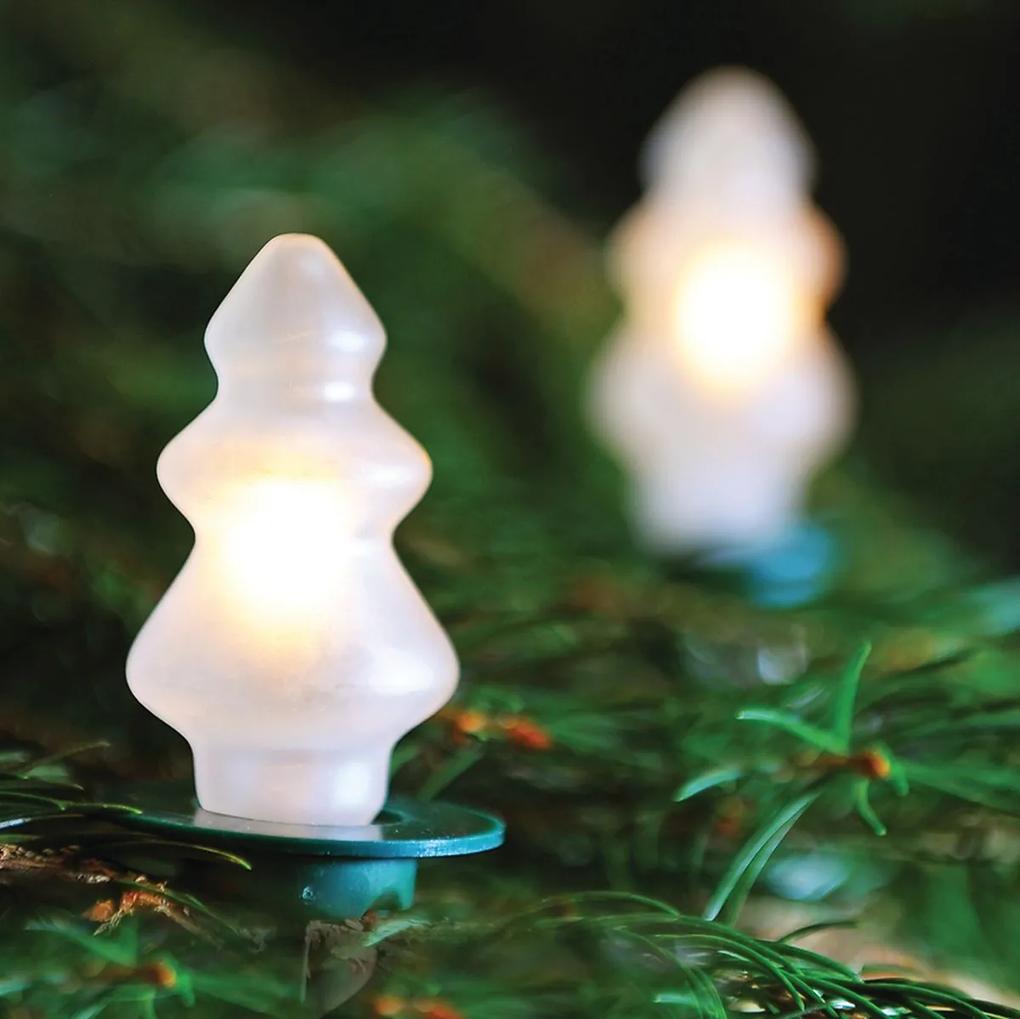 EXIHAND Vianočná reťaz, 12 žiaroviek v tvare stromčekov, biele, 7,7m