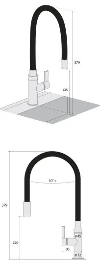 Concept BDC7138 - Drezová batéria s flexibilným ramienkom lesklý chróm/čierna