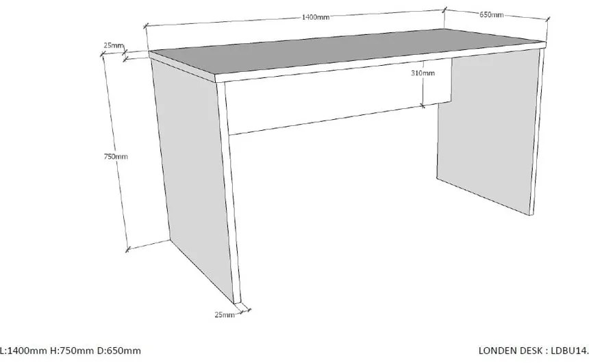 Biely detský písací stôl Vipack London