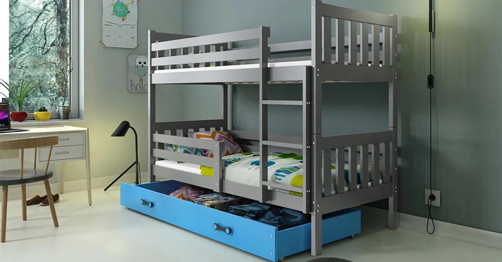 Interbeds Poschodová posteľ Carino so zásuvkou 190x80 gafitovo modrá