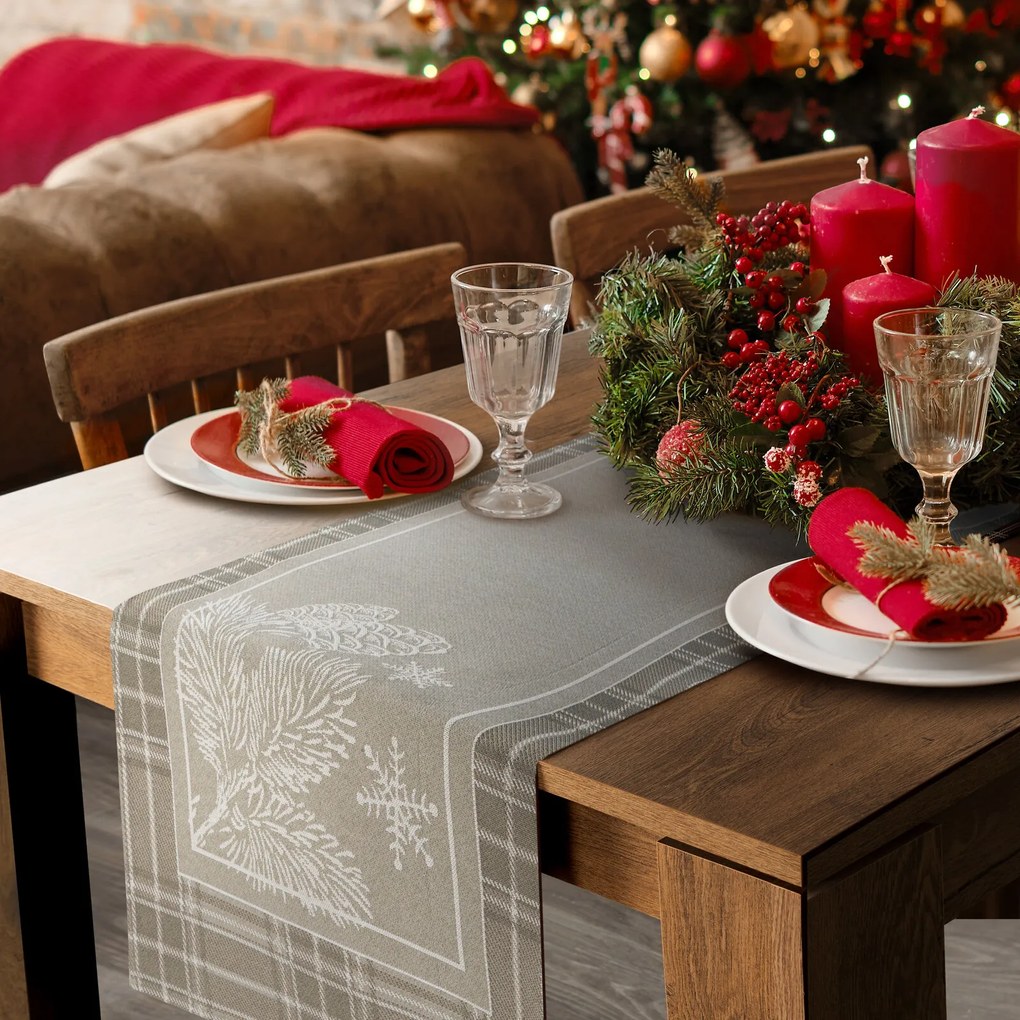 VIANOČNÝ GOBELÍNOVÝ OBRUS HOLLY 90X90 CM VZOROVANÝ