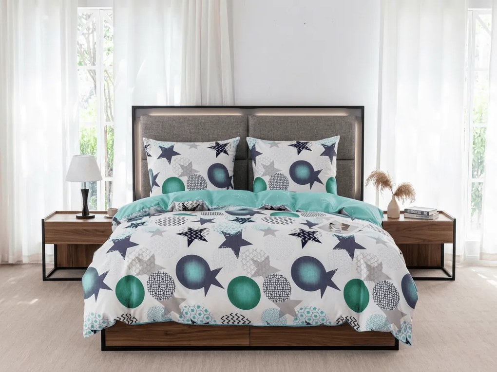 Flanelové obliečky z mikrovlákna MINT STARS farebné Rozmer obliečky: 70 x 90 cm | 140 x 200 cm