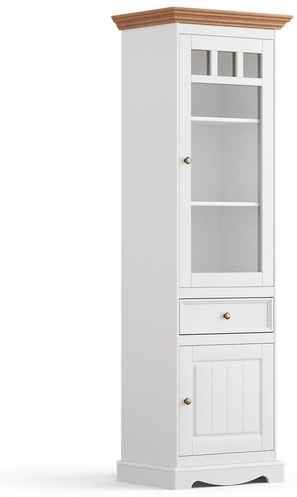 PROXIMA.store - Rustikálna vitrína 2s.1 - BELLUNO ELEGANTE FARBA: biela - orech