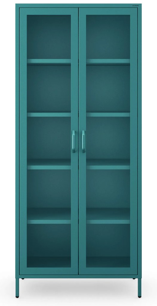 Vitrína ANGELO, 800 x 1850 x 450 mm, Modern: morská modrá