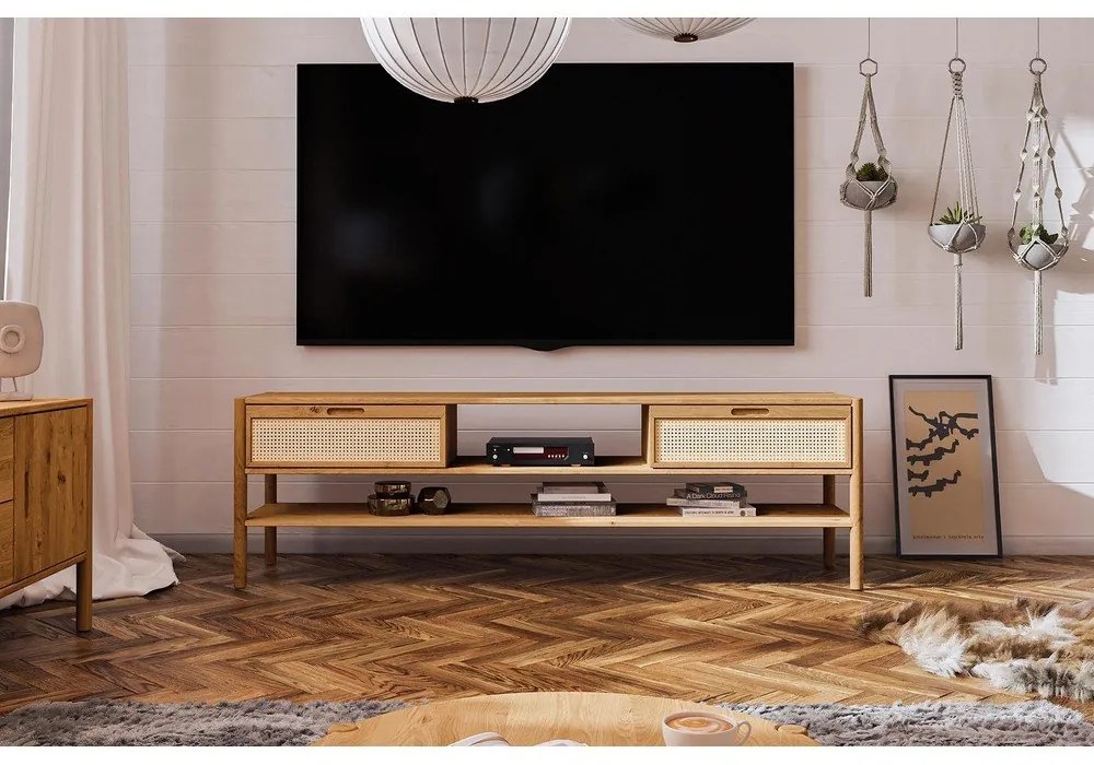 TV stolík z dubového dreva 204x64 cm Pola - The Beds