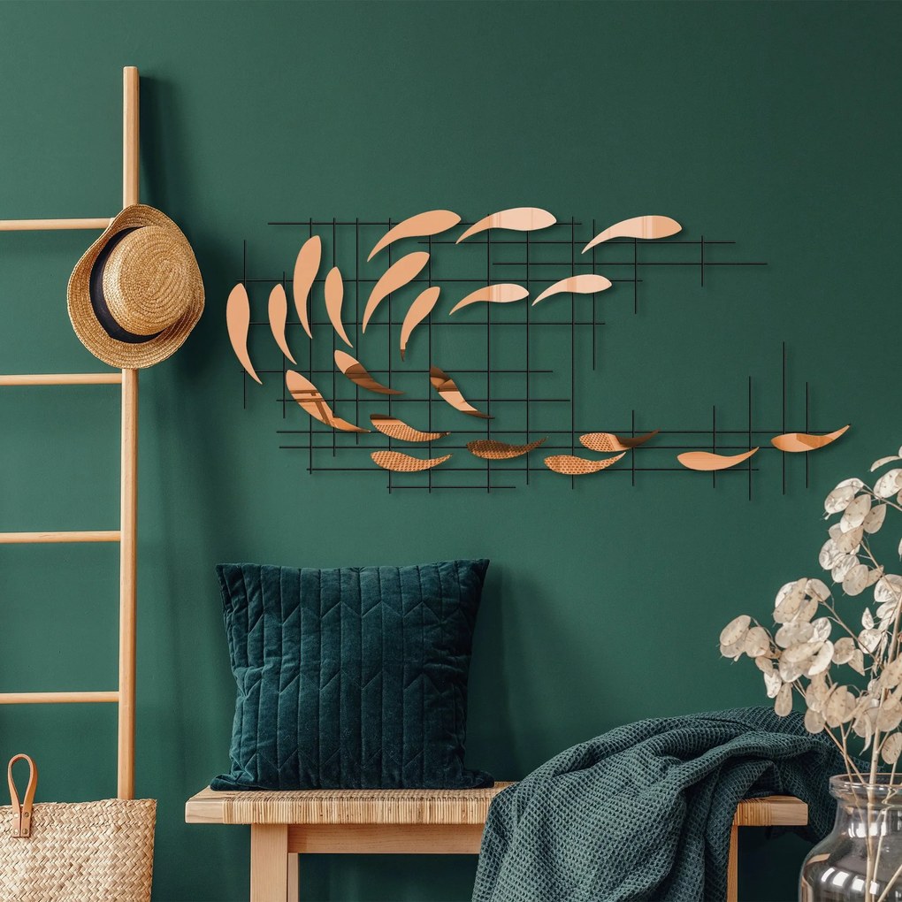 Nástenná kovová dekorácia Sheen 2 zlatá/čierna