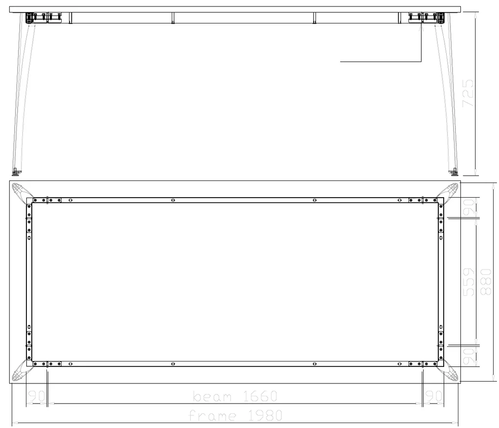 Rokovací stôl PRIMO OMEGA, 2000 x 900 mm, sivá podnož, sivá