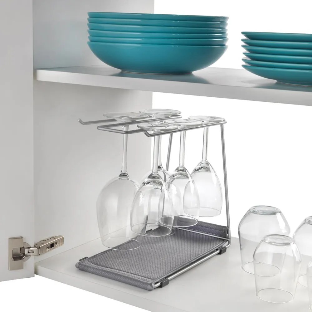 Oceľový držiak na poháre na víno v striebornej farbe Calix – Metaltex