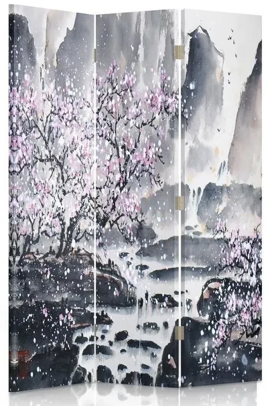 Gario Paraván Čerešňový kvet pri vodopáde Rozmery: 145 x 170 cm, Prevedenie: Klasický paraván
