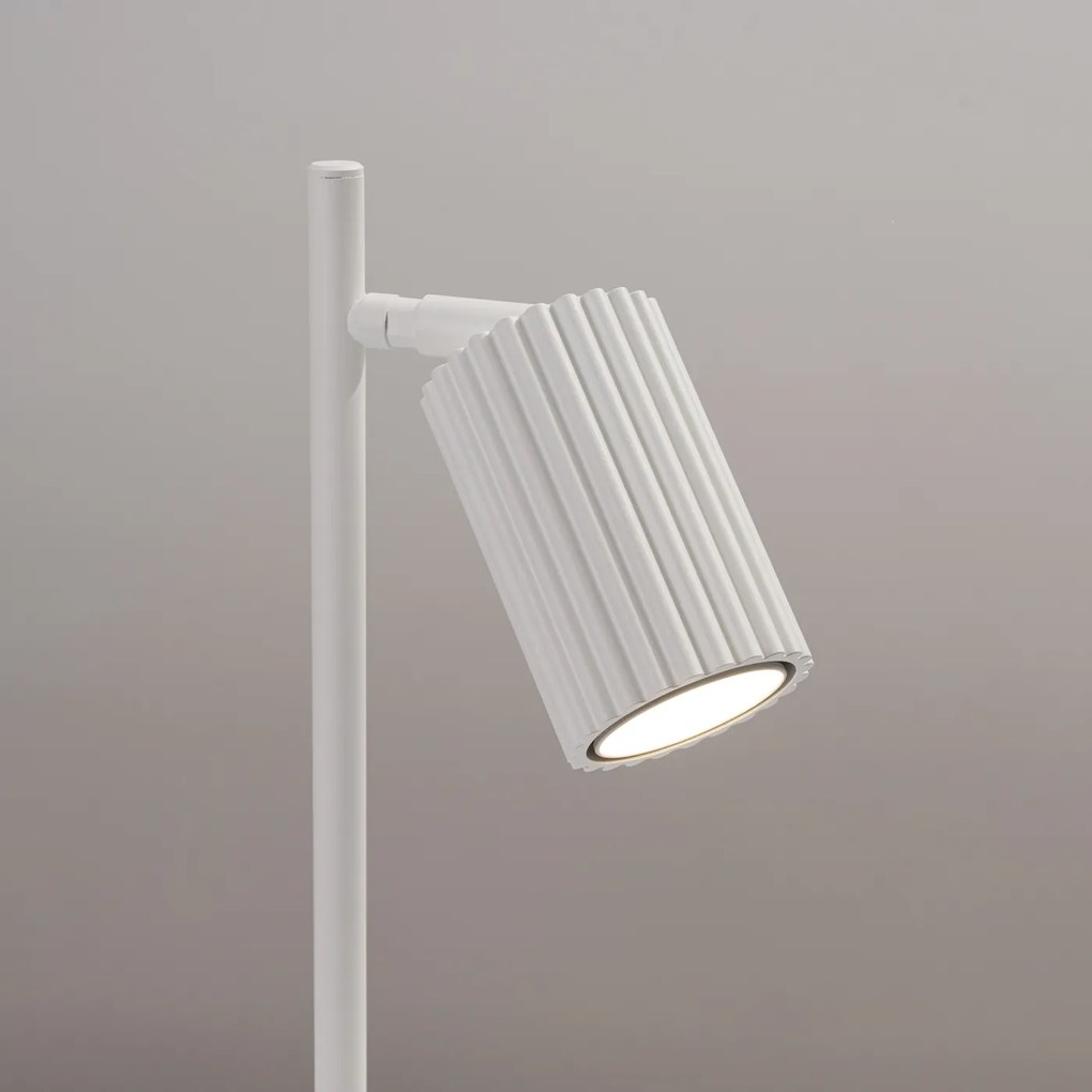 Stolná lampa Karbon, 1x biele kovové tienidlo