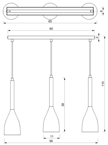 Luster na lanku MUZA 3xE27/60W/230V