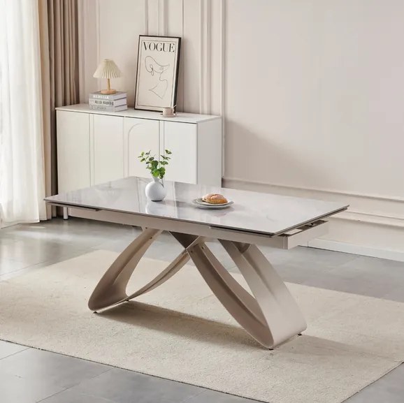 Stôl MATEO 160–240 cm sivý mramor/kašmir