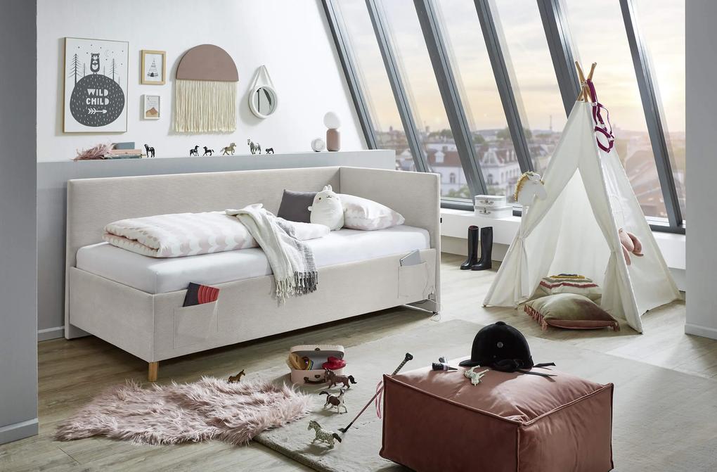 Detská posteľ loop 120 x 200 cm s úložným priestorom béžová MUZZA