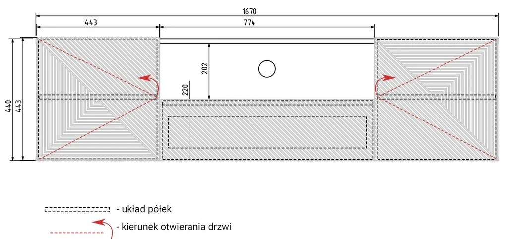 BOGART Závesná TV skrinka Asha 167 cm FARBA: artisan / rivier stone mat