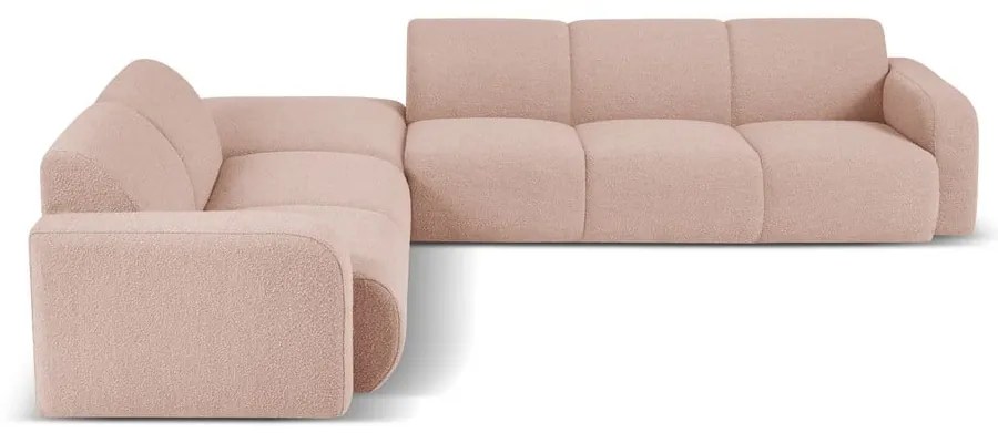Ružová rohová pohovka z textílie bouclé (ľavý roh) Molino – Micadoni Home