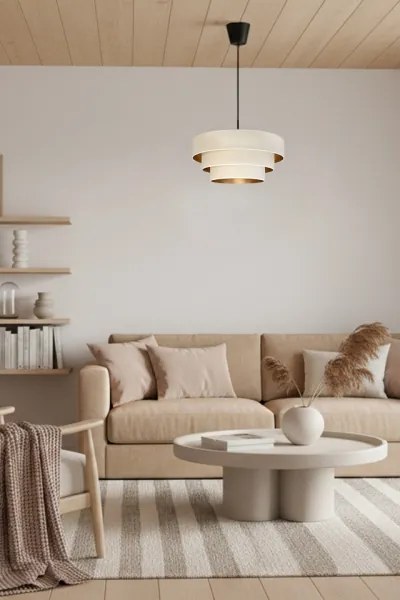 Brilagi - Luster na lanku LUNETA 1xE27/60W/230V priemer 40 cm krémová/zlatá