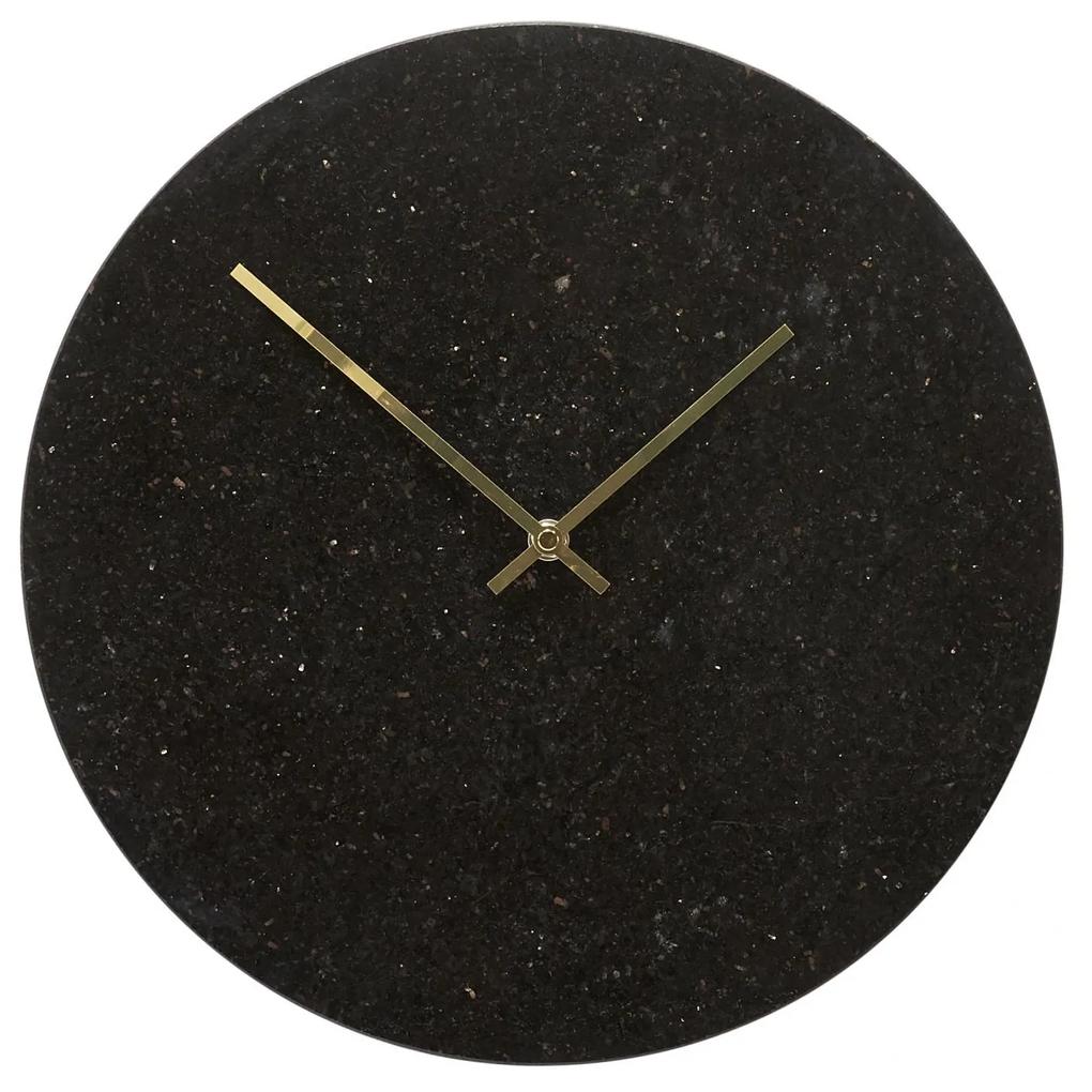 Hübsch Nástenné mramorové hodiny Black Gold