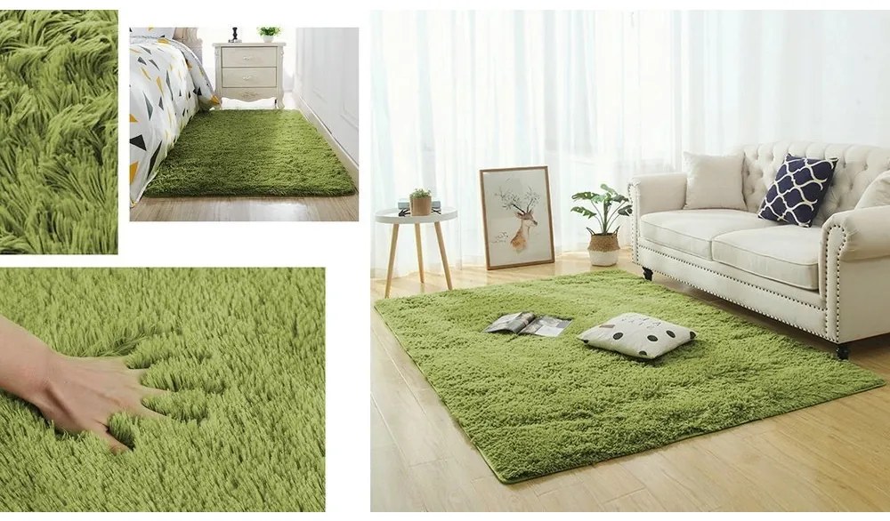 TZ Zelený obdĺžnikový shaggy koberec Lana Rozmer: 60x90 cm