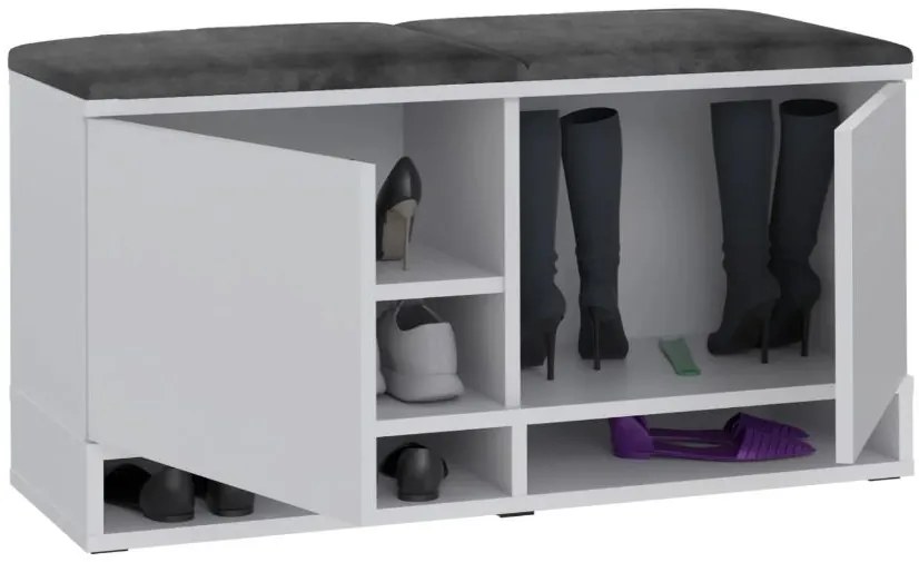 Bestent Botník s lavicou na sedenie White/ Grey 100x50x37cm