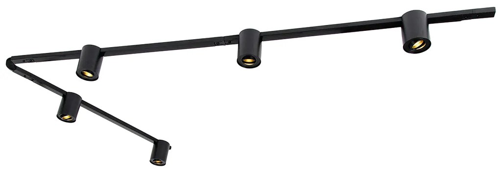 Moderný 1-fázový koľajnicový systém s 5 reflektormi čierny - Rondoo Up