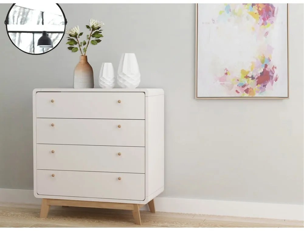 Biela vysoká komoda 80x88 cm Caitlin – Støraa