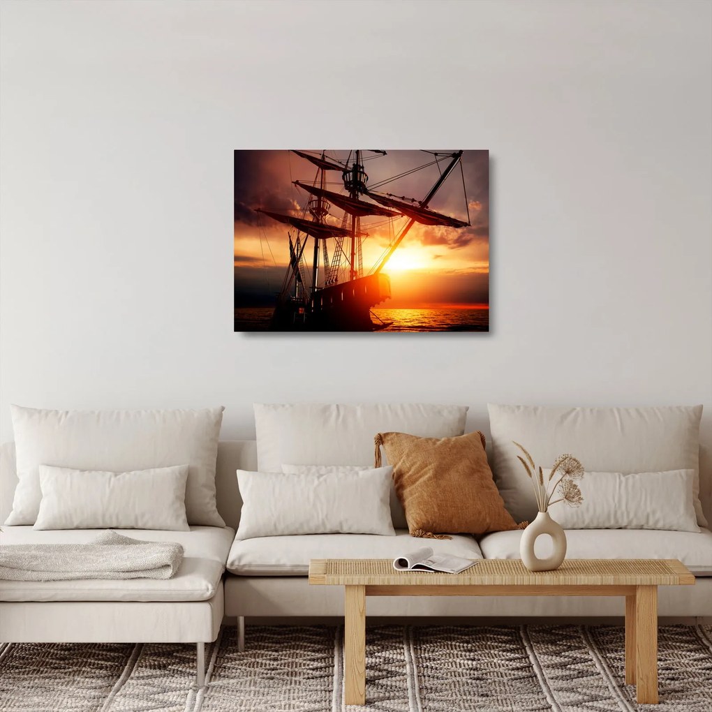 Sklenený obraz - Staroveká pirátska loď (70x50 cm)