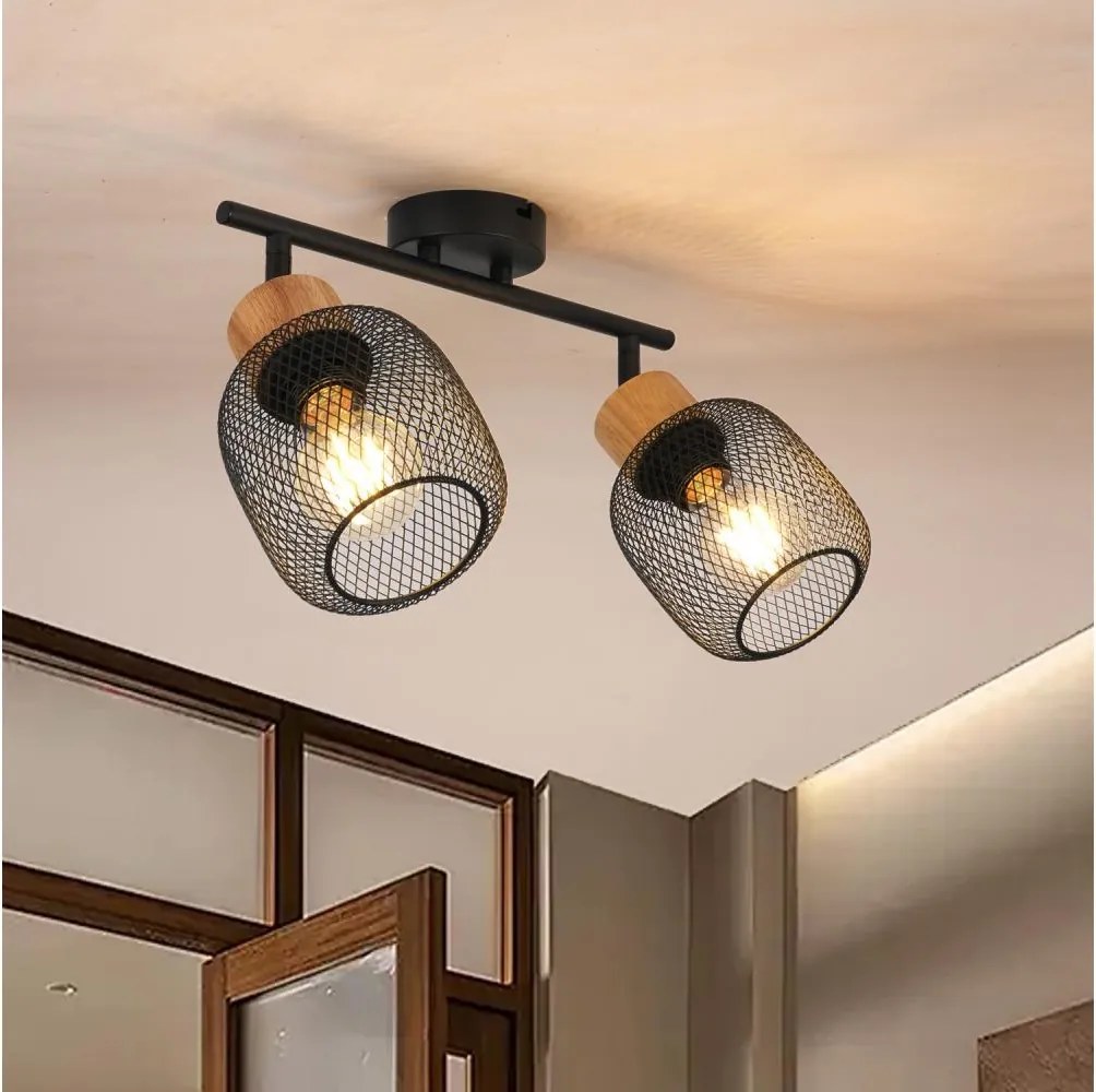 Brilagi - Bodové svietidlo BASKLITE 2xE27/15W/230V drevo/čierna