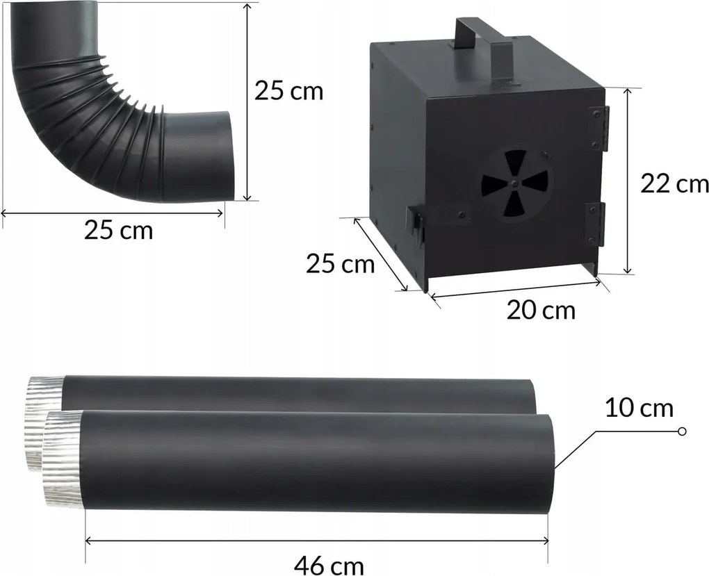TRENDIE Udiareň XXL drevená s kovovým komínom