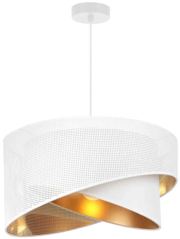 Závesné svietidlo Asti Duo1, 1x PVC/biele textilné tienidlo, (fi 45cm), g, w