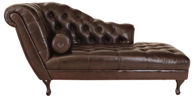 Leňoška Chesterfield Delano z pravej hovädzej kože Brown Brown