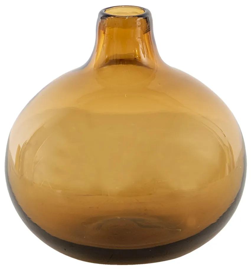Hnedá sklenená váza s úzkym hrdlom - Ø 11*11 cm