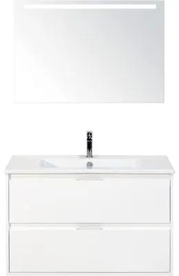 Kúpeľňová zostava Sanox Porto keramika zrkadlo 90 cm biela s LED
