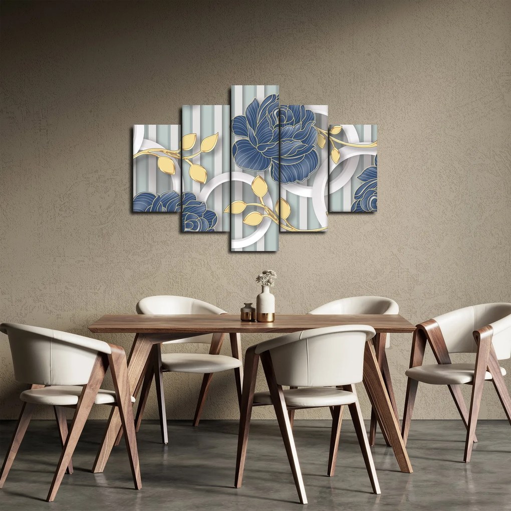 Obraz - Ruže a kruhy (150x105 cm)