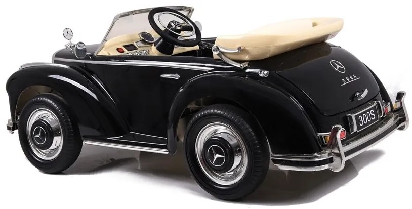 LEAN CARS Elektrické autíčko Mercedes Benz 300S Retro - lakované - čierne - 2x45W - 1x12V7Ah - 2023
