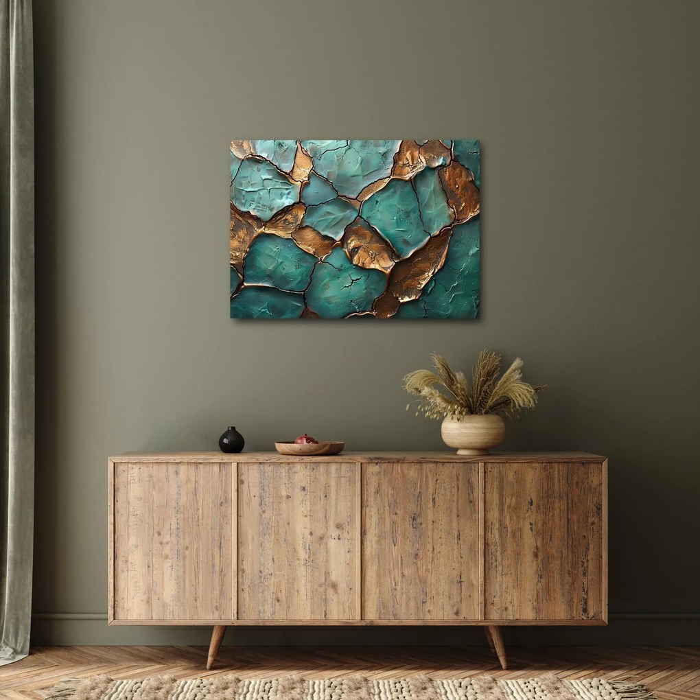 Obraz - Zeleno-zlatá maľba (70x50 cm)