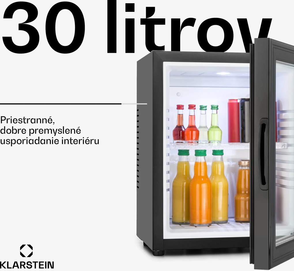 Klarstein Brooklyn, minibar, 30 l, energet. trieda F, čierna, sklo