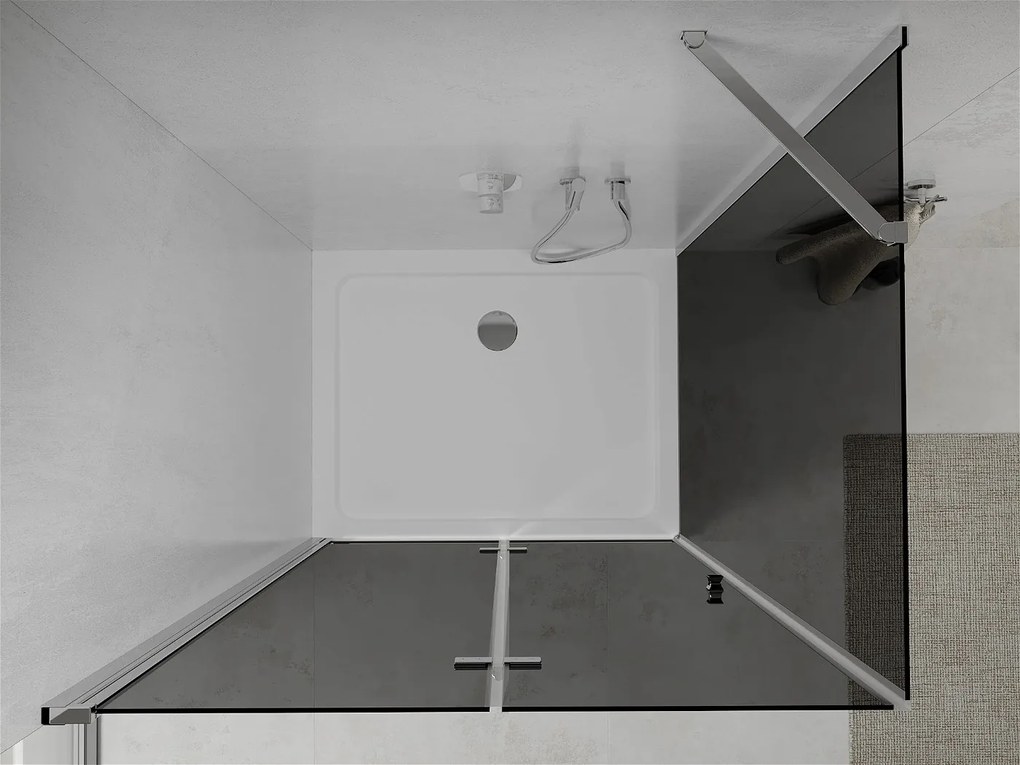 Mexen Lima, sprchový kút so skladacími dverami 100 (dvere) x 120 (stena) cm, 6mm šedé sklo, chrómový profil + slim sprchová vanička biela + chrómový sifón, 856-100-120-01-40-4010
