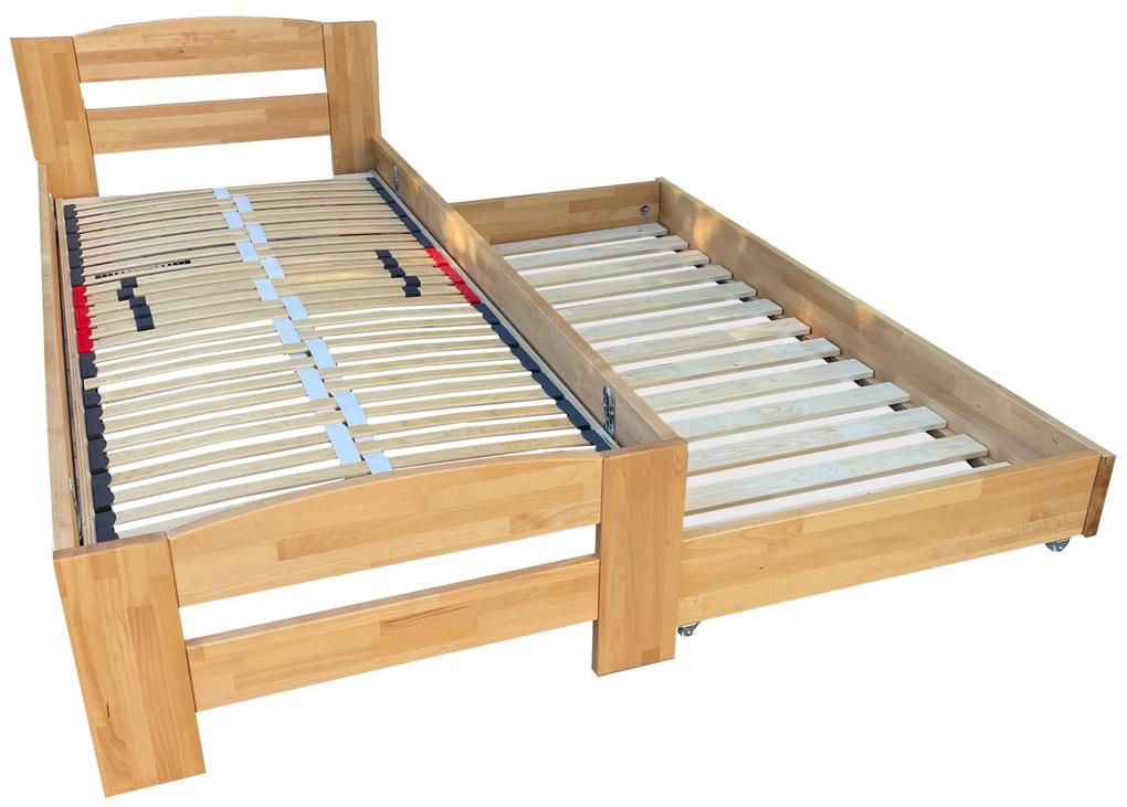 Rozkladacia drevená posteľ z buku  - Mirabel3, 80x200 cm, Olejový vosk