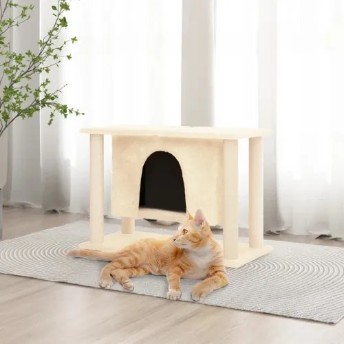 vidaXL Škrabadlo pre mačky so sisalovými stĺpikmi krémové 50 cm-