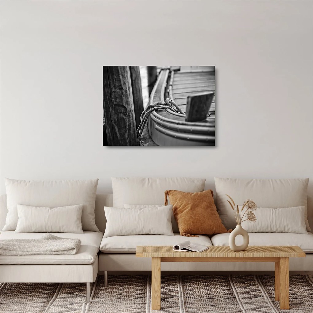 Sklenený obraz - Priviazaná loď (70x50 cm)