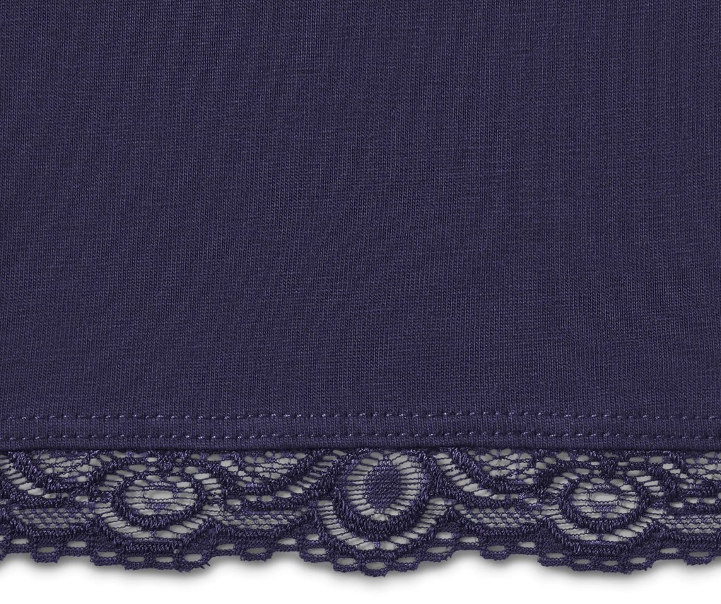 Trojštvrťové legínsy s čipkovým lemom, tmavomodré