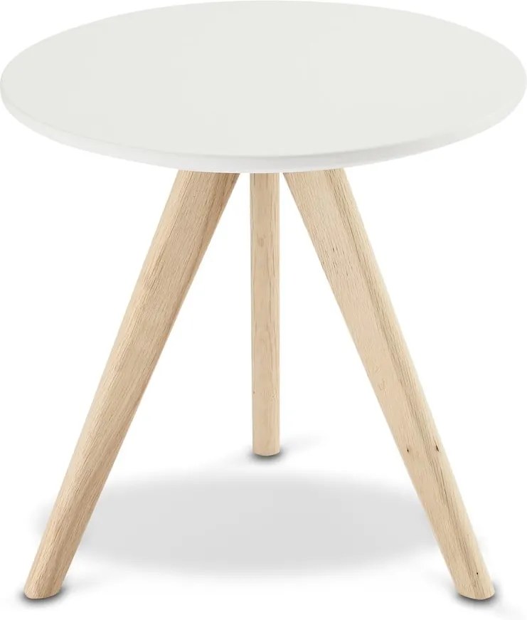 Biely konferenčný stolík s nohami z dubového dreva Furnhouse Life, Ø 40 cm