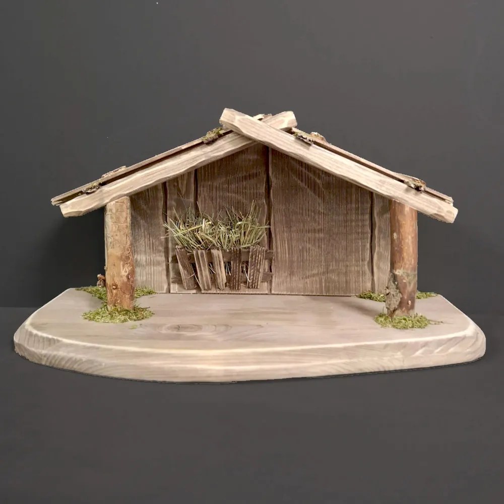 AMADEA Drevený betlehem šedohnedý BEZ FIGURÍK 38 cm