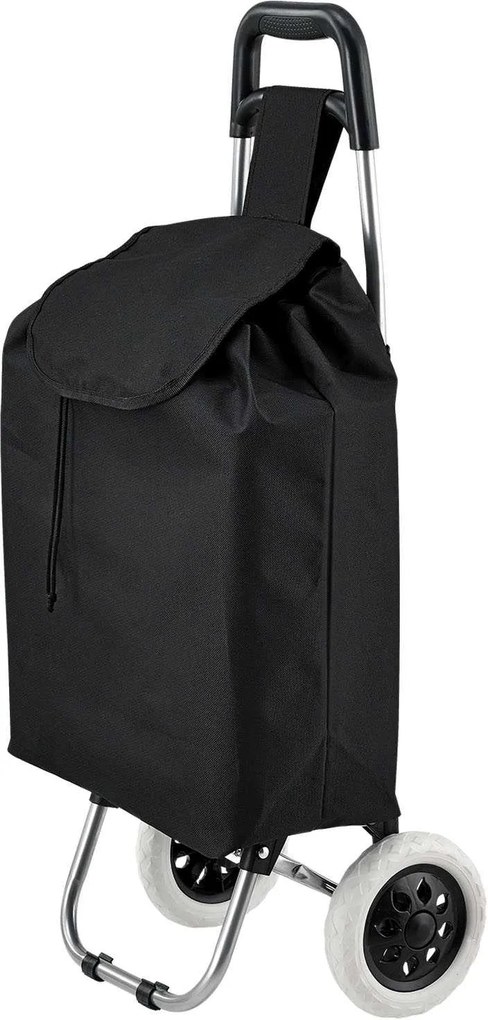 Eshopist Koliesková nákupná taška Meran skladacia, čierna, s veľkými kolieskami, 35 l