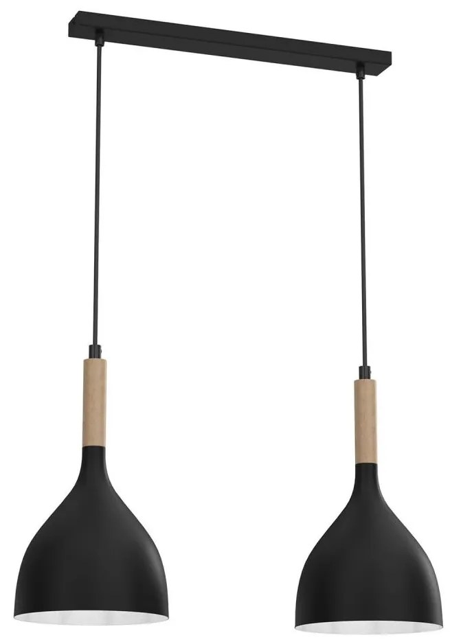 Luster na lanku NOAK WOOD 2xE27/15W/230V čierna/buk