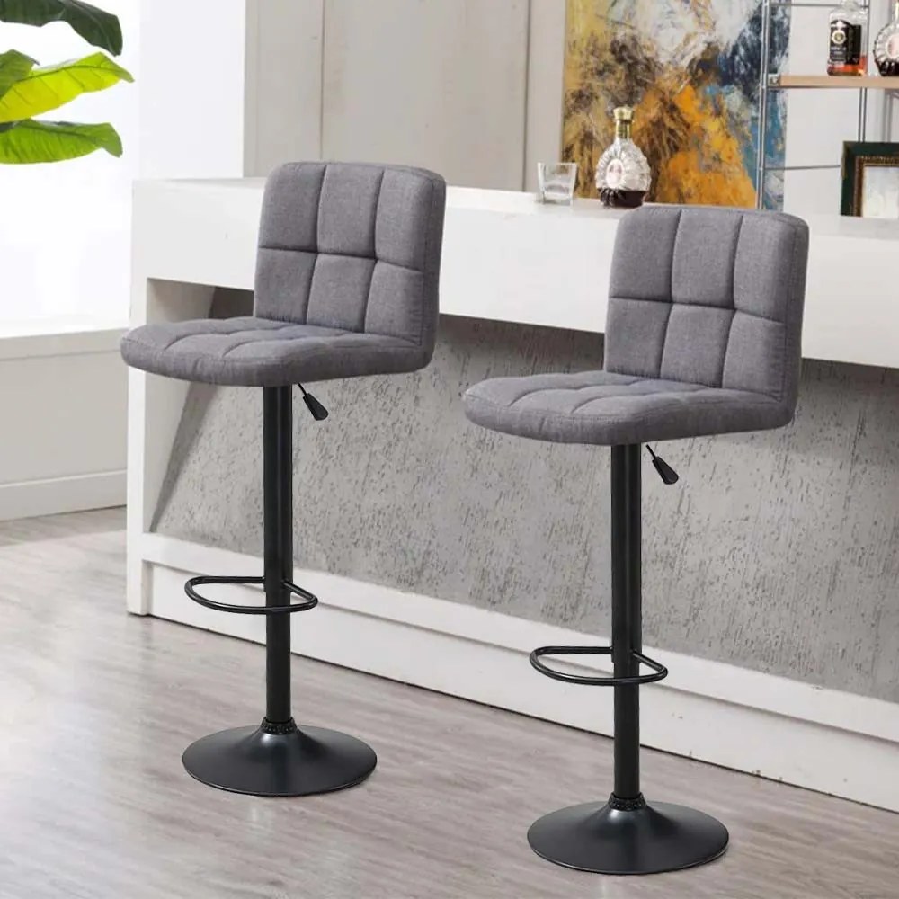 Barové stoličky s látkovým poťahom, 2 ks, rôzne farby- svetlosivé