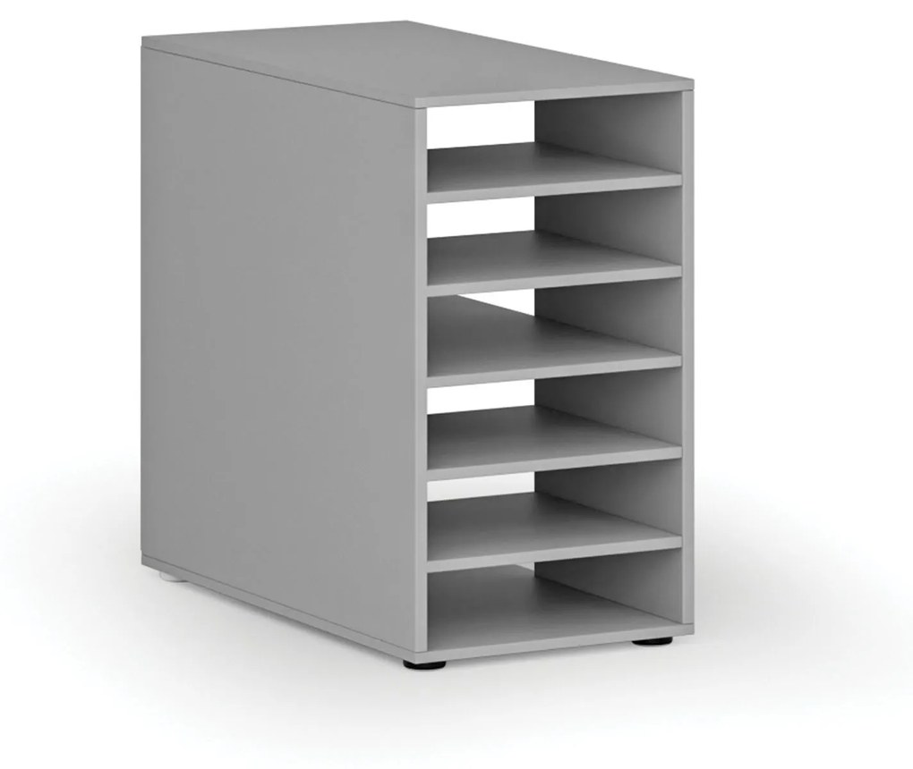 Prístavná policová skrinka k pracovnému stolu PRIMO GRAY, pravá, sivá
