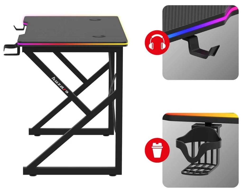 PC stolík Hyperion 1.7 (čierna + viacfarebná) (s LED osvetlením). Akcia -20%. Vlastná spoľahlivá doprava až k Vám domov. 1087498